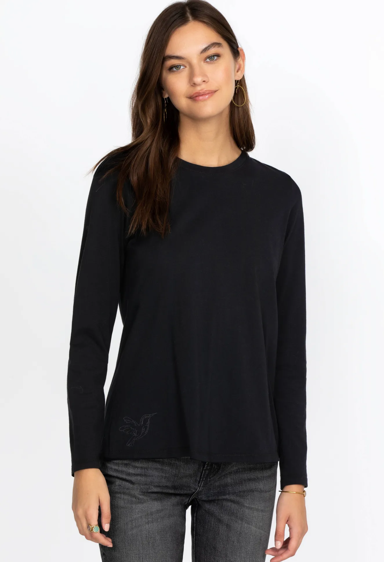 Women Johnny Was Long Sleeve Crew Neck Layering Tee
