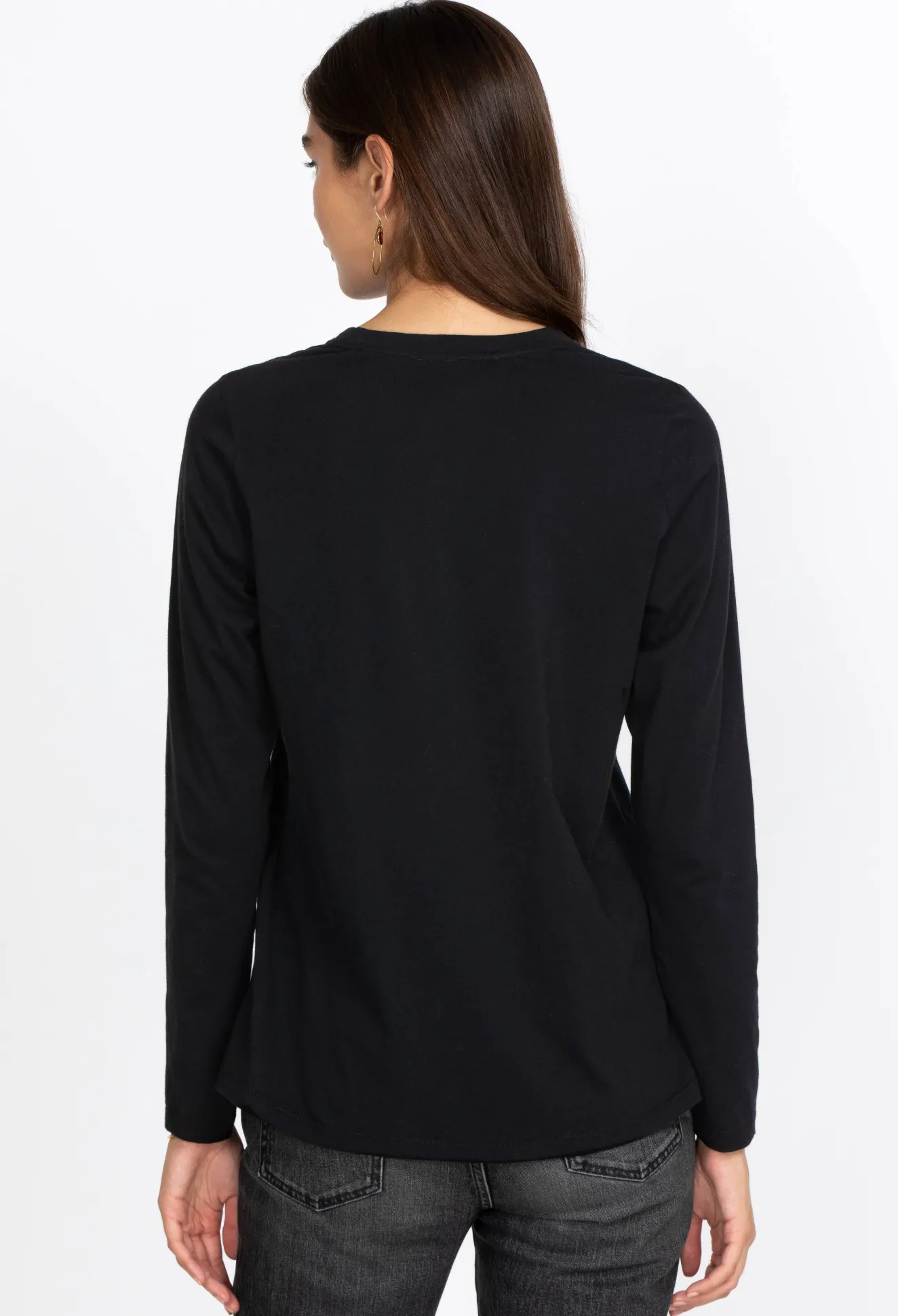 Women Johnny Was Long Sleeve Crew Neck Layering Tee