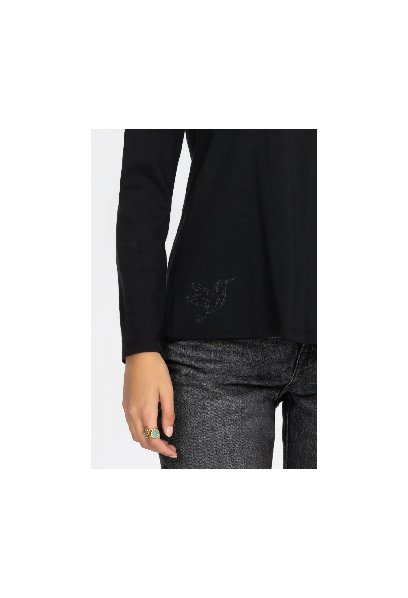 Women Johnny Was Long Sleeve Crew Neck Layering Tee