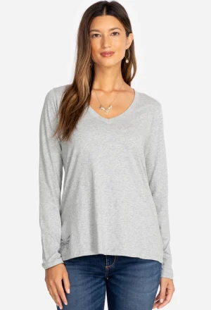 Women Johnny Was Long Sleeve V-Neck Layering Tee