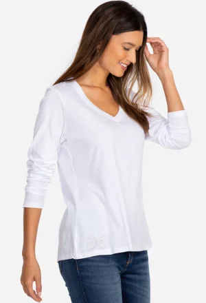 Women Johnny Was Long Sleeve V-Neck Layering Tee