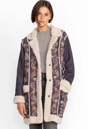 Women Johnny Was Lori Suede Sherpa Jacket
