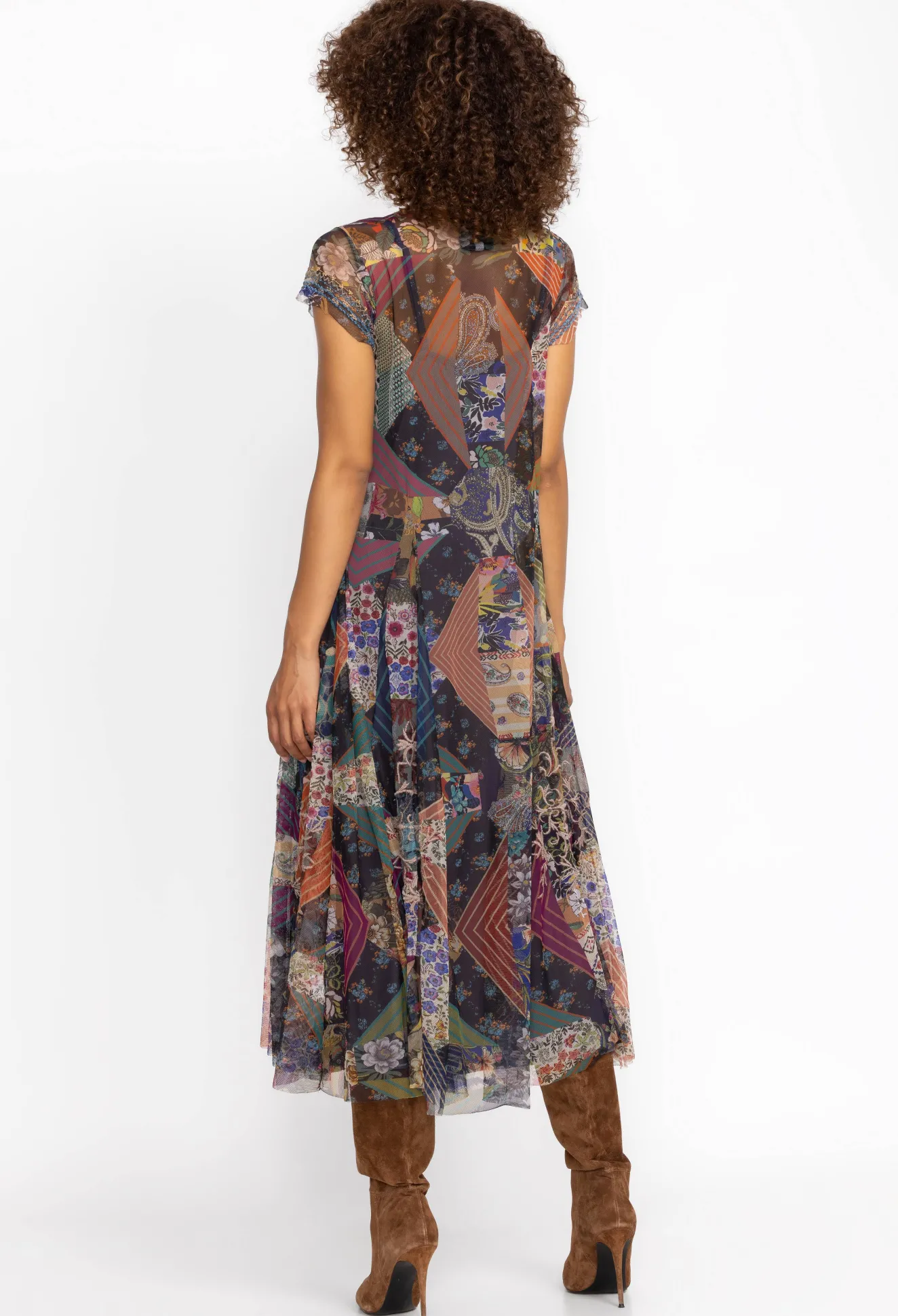 Women Johnny Was Mazzy Godet Short Slv Dress