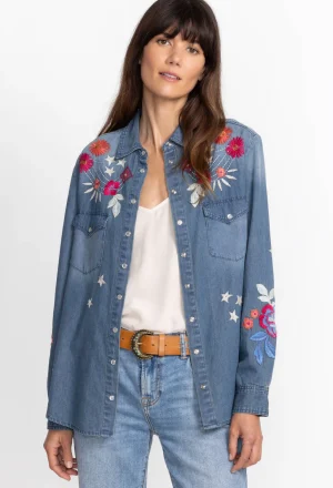 Women Johnny Was Mika Denim Pocket Shirt