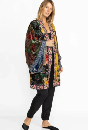 Women Johnny Was One Of A Kind Velvet Kimono- Black- Midi