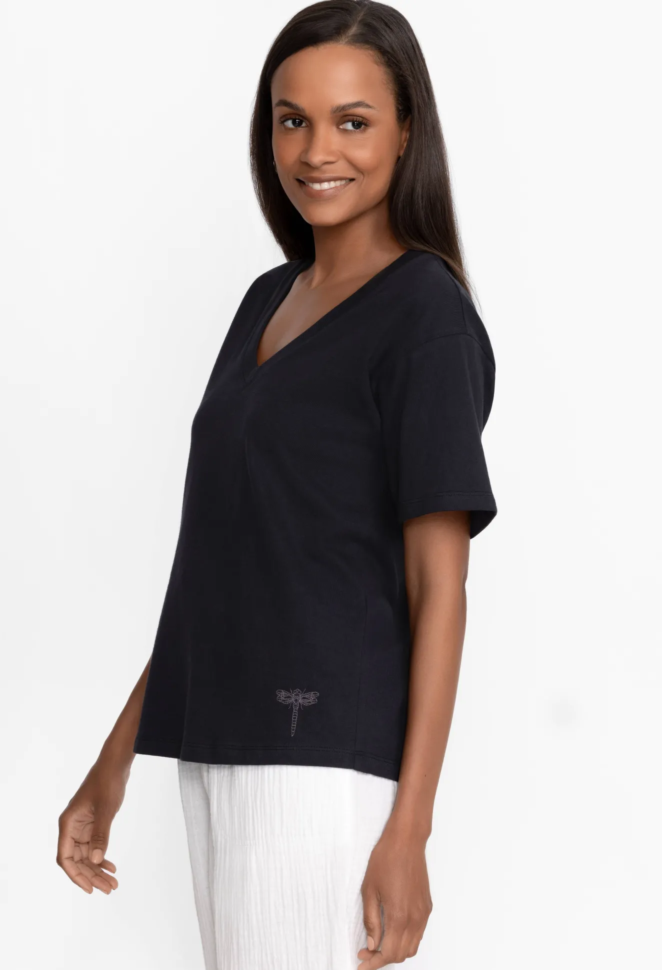 Women Johnny Was Organic Cotton Drop Shoulder Tee
