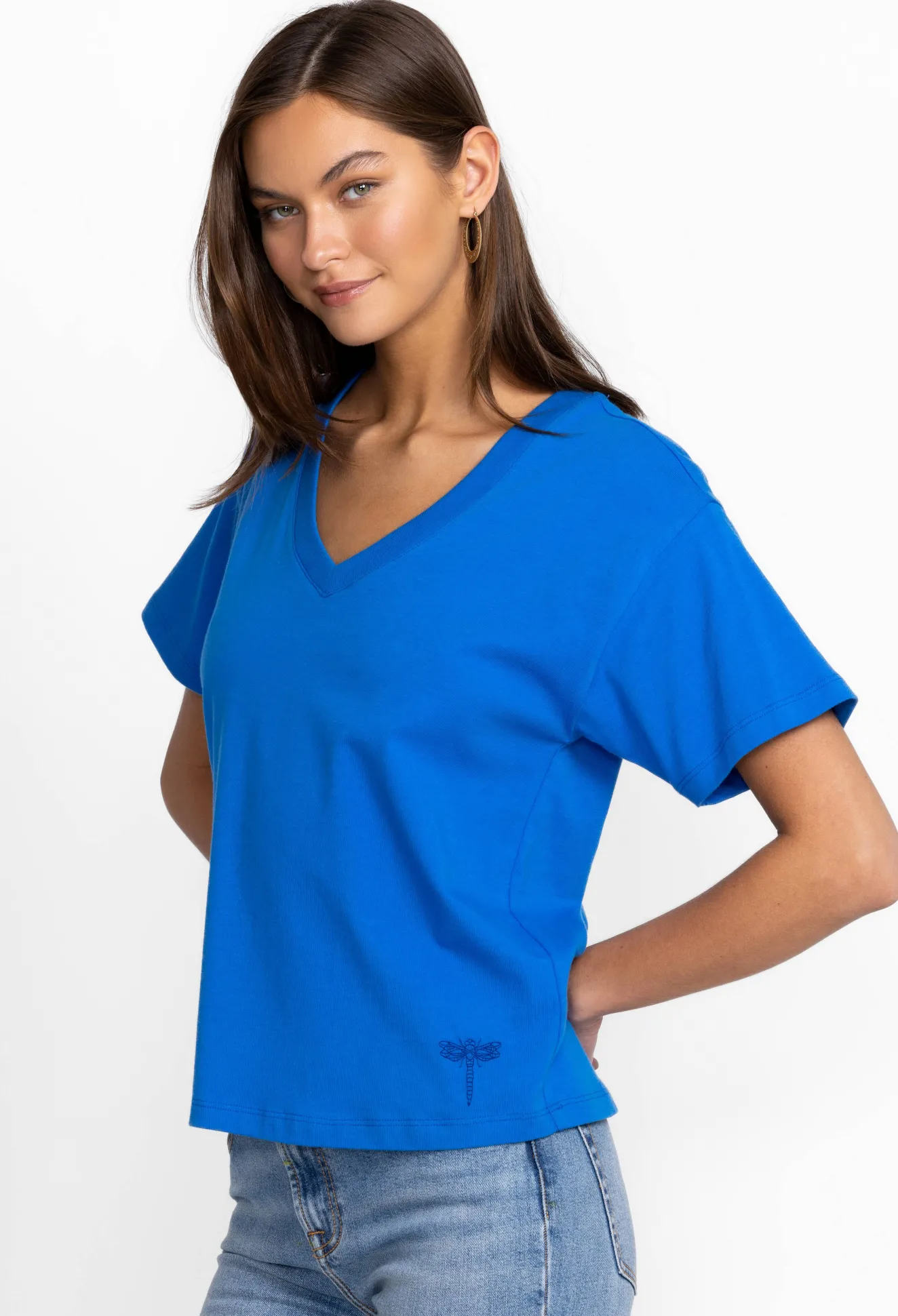 Women Johnny Was Organic Cotton Drop Shoulder Tee