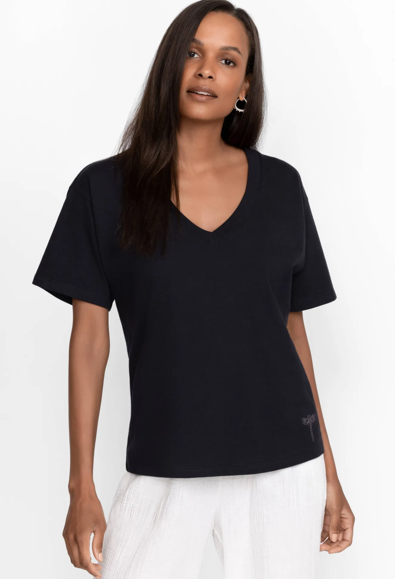 Women Johnny Was Organic Cotton Drop Shoulder Tee