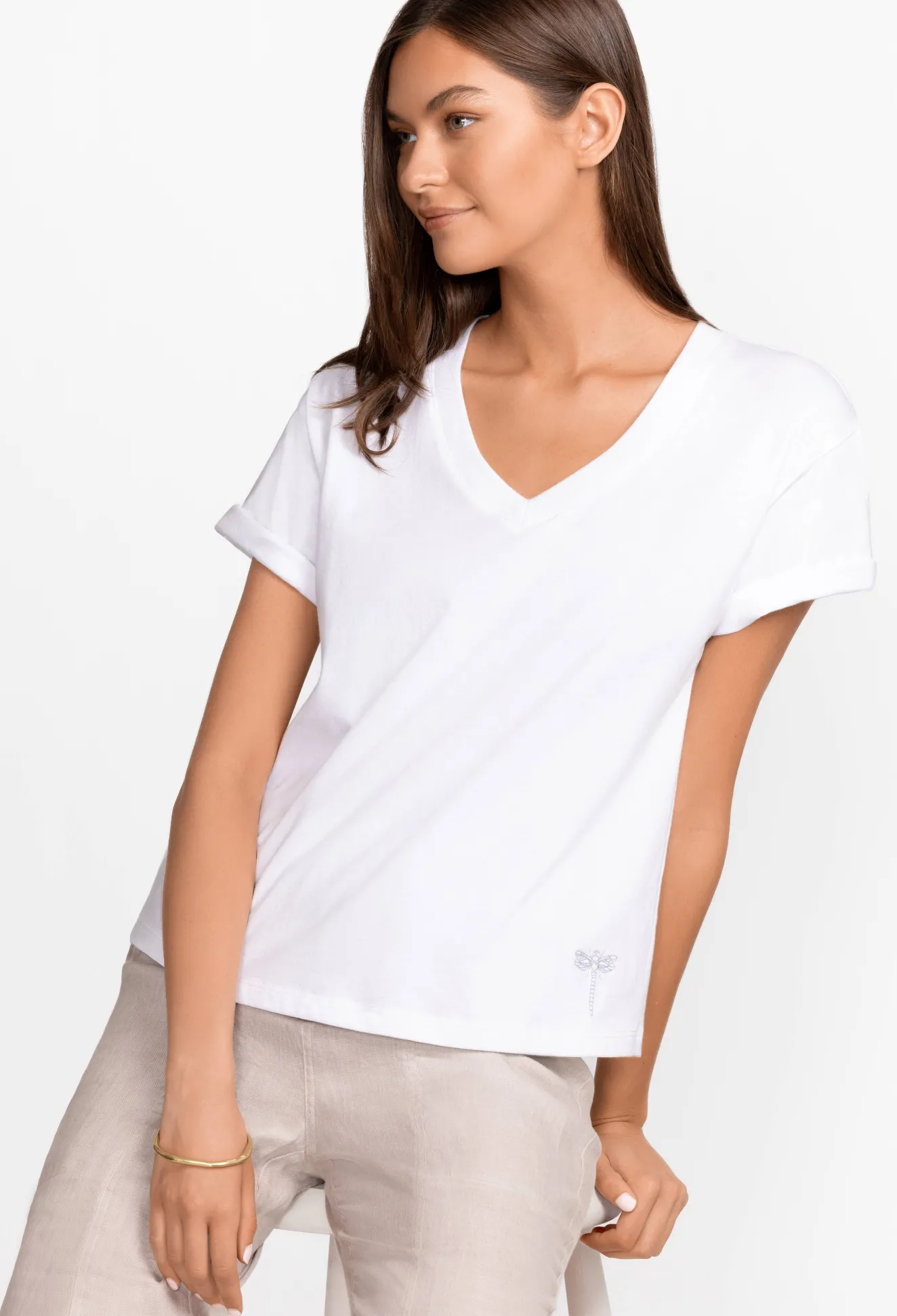 Women Johnny Was Organic Cotton Drop Shoulder Tee