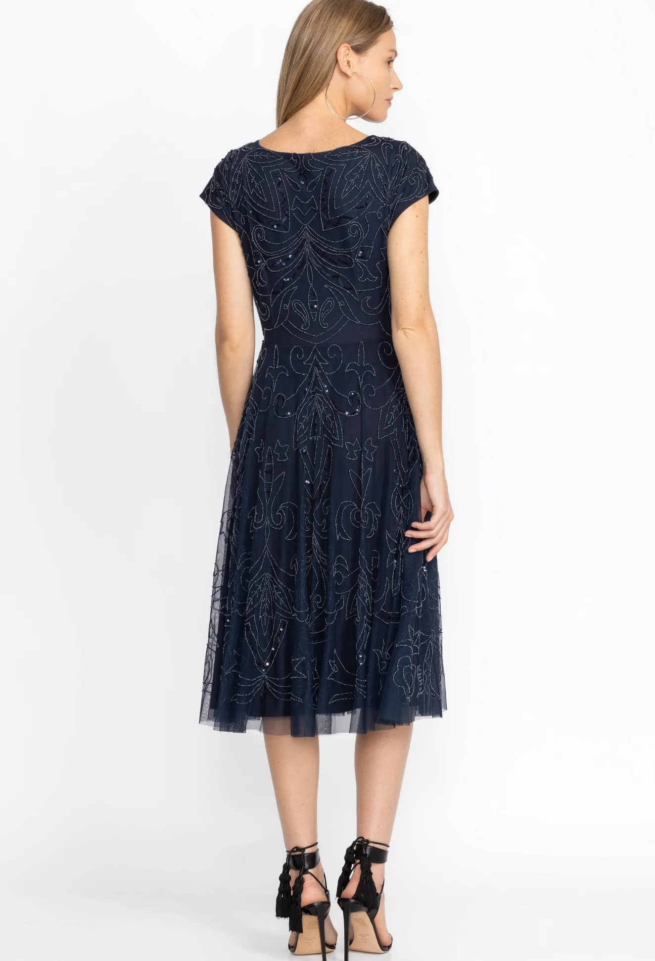 Women Johnny Was Paisley Beaded Mesh Dress