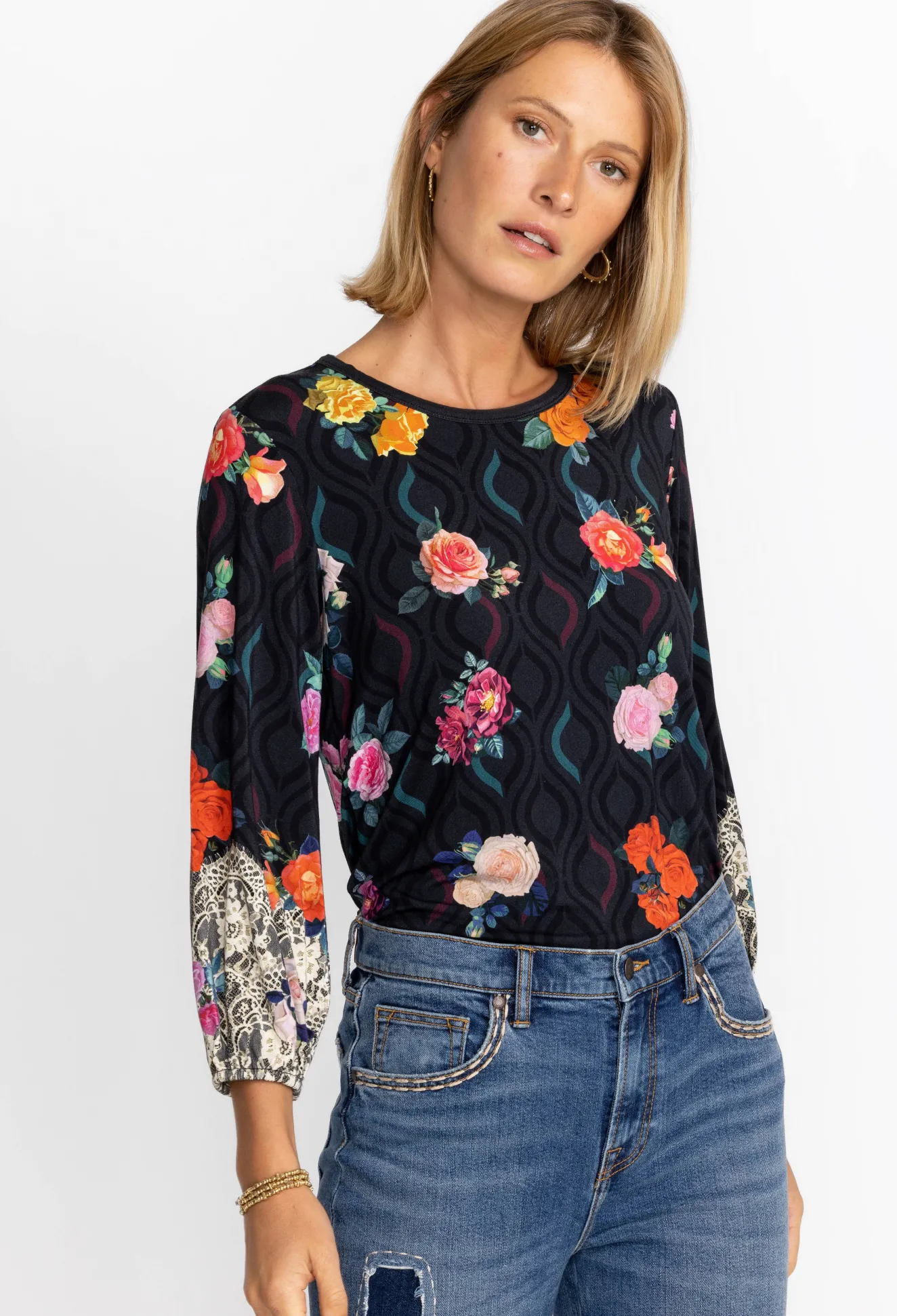 Women Johnny Was Puff Sleeve Top