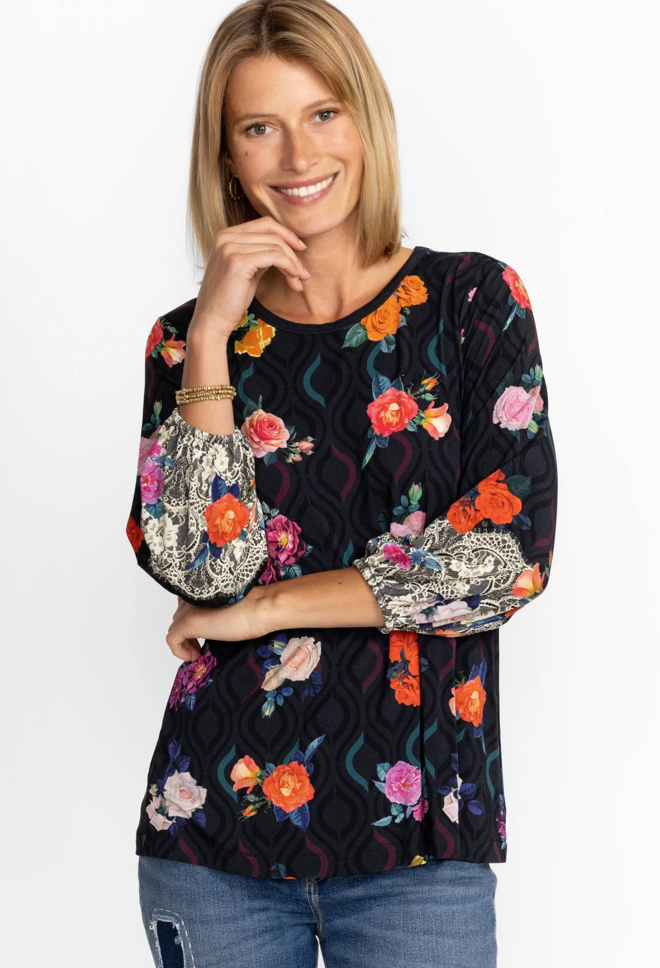 Women Johnny Was Puff Sleeve Top