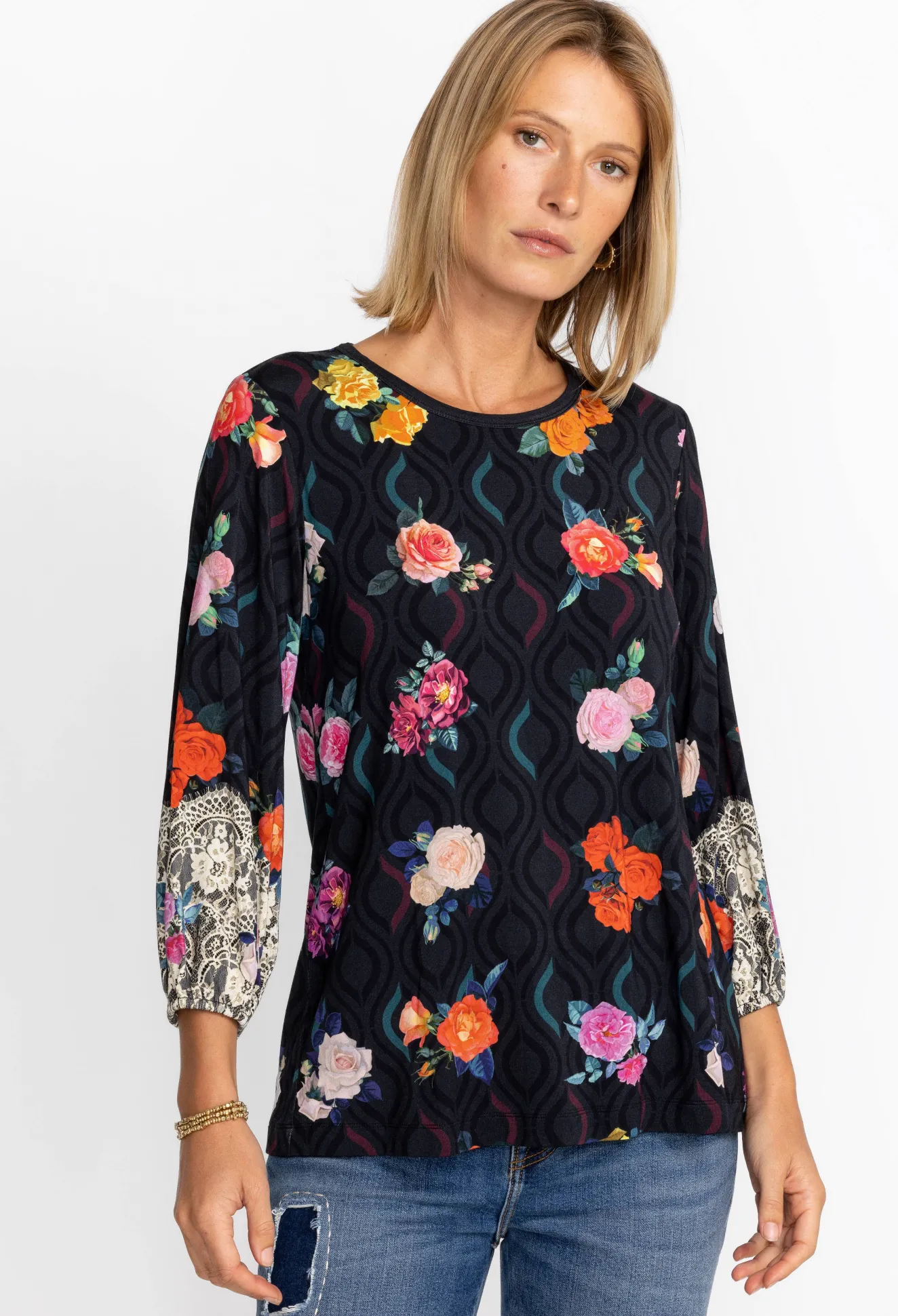 Women Johnny Was Puff Sleeve Top