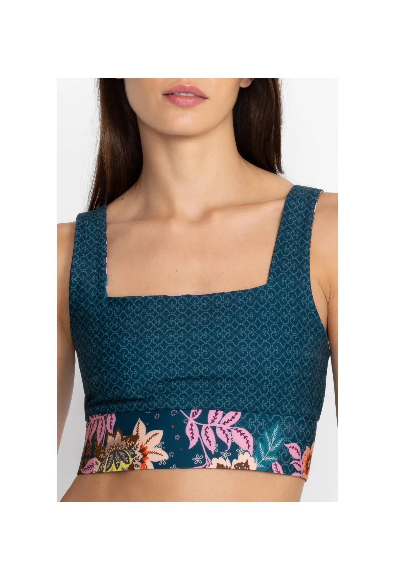 Women Johnny Was Reversible Square Neck Sports Bra