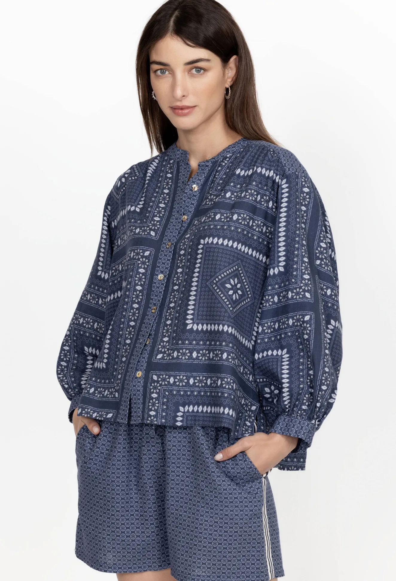 Women Johnny Was Shirred Yoke Blouse