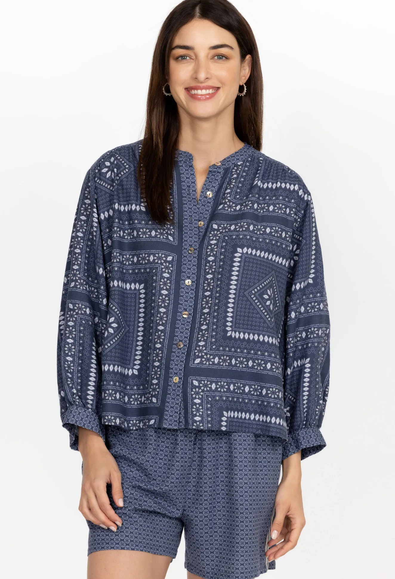 Women Johnny Was Shirred Yoke Blouse