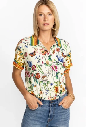 Women Johnny Was Short Sleeve Polo Tee