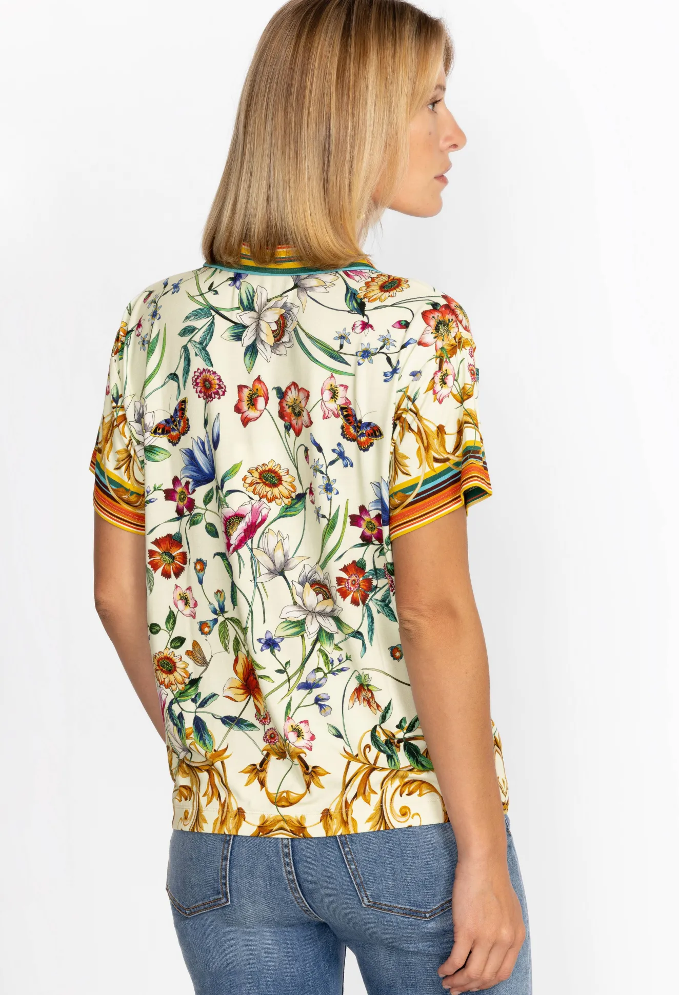 Women Johnny Was Short Sleeve Polo Tee