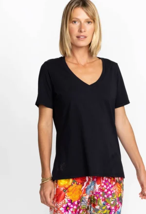 Women Johnny Was Short Sleeve V-Neck Layering Tee