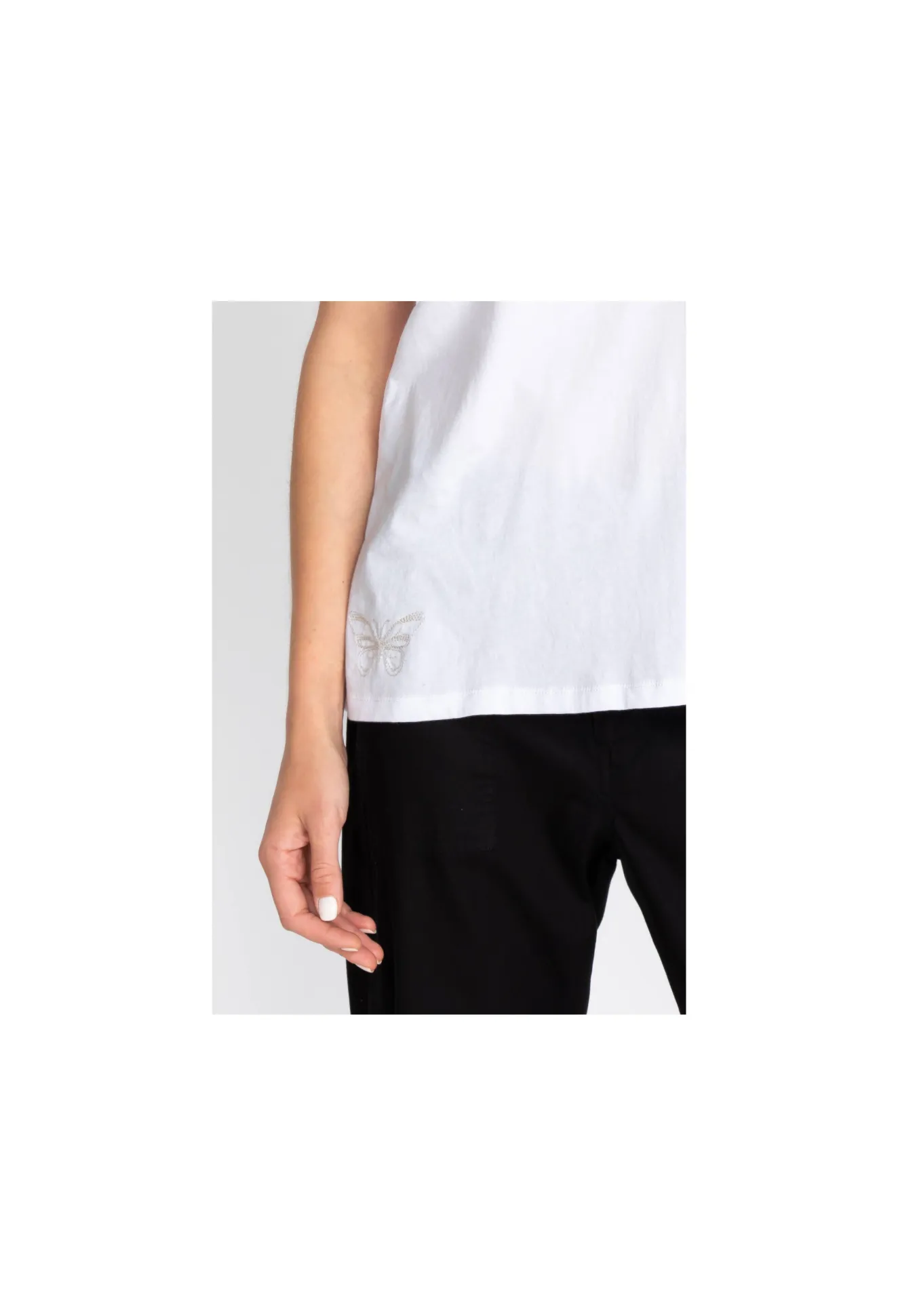 Women Johnny Was Short Sleeve V-Neck Layering Tee