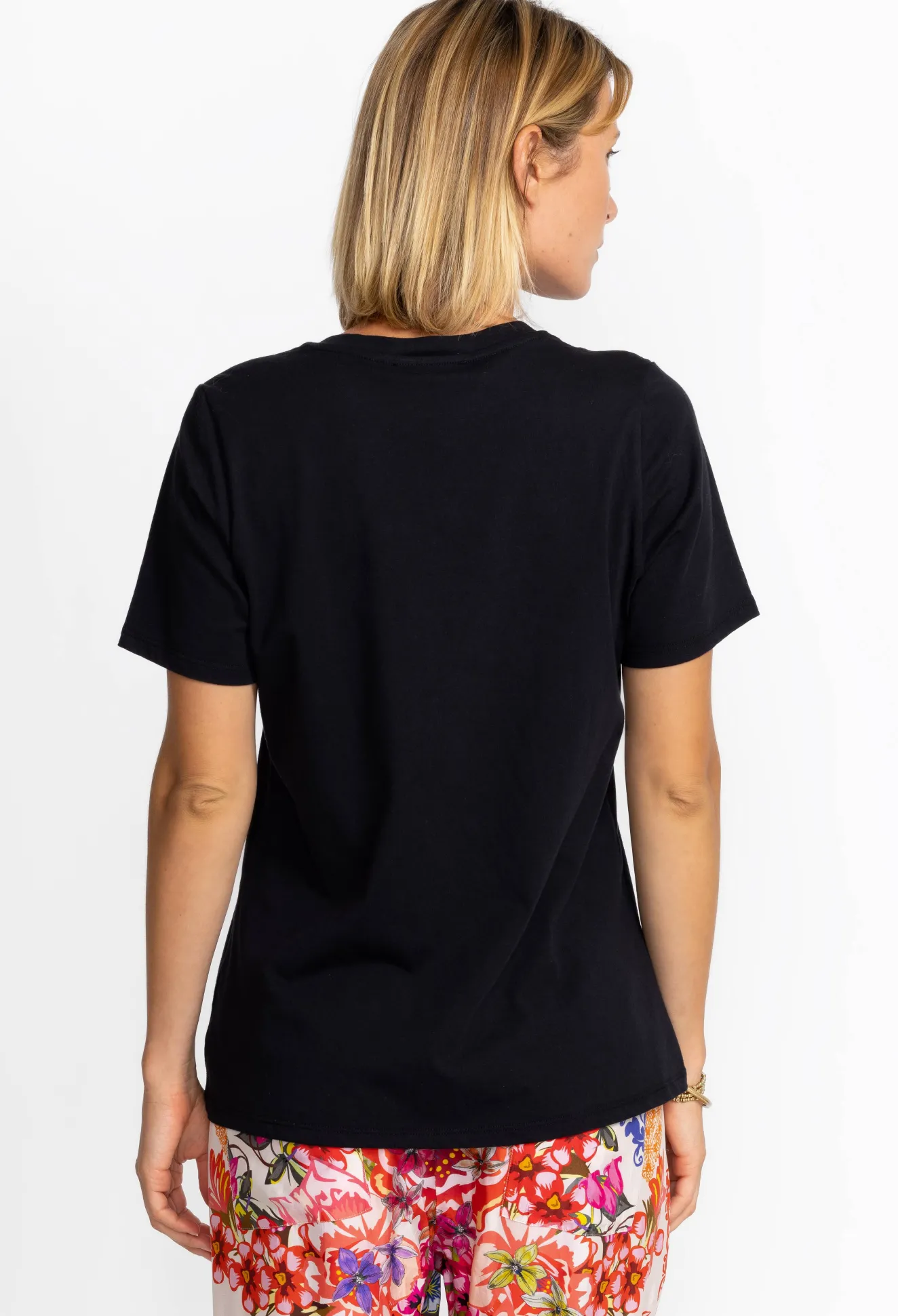 Women Johnny Was Short Sleeve V-Neck Layering Tee