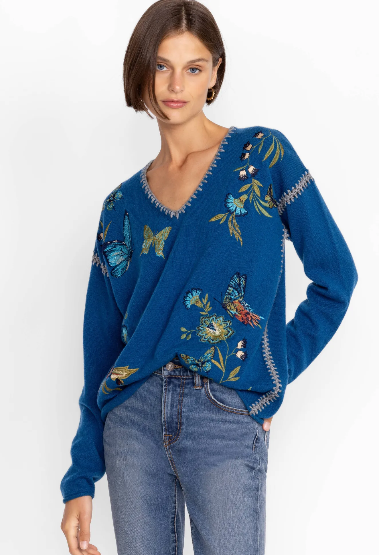 Women Johnny Was Sidona Cashmere Whipstitch Sweater