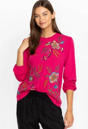 Women Johnny Was Sidonia Bishop Sleeve Sequin Tee