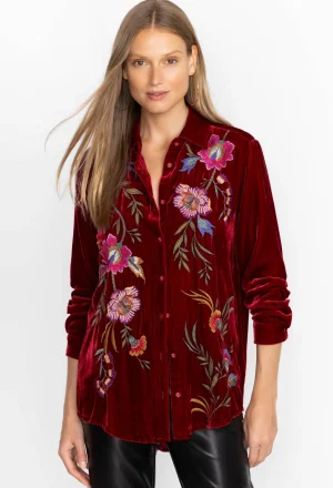 Women Johnny Was Sidonia Velvet Oversized Pleat Shirt