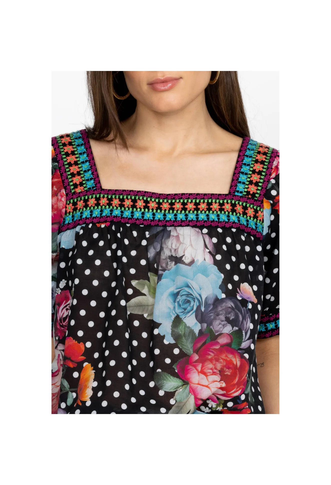 Women Johnny Was Square Neck Park Blouse