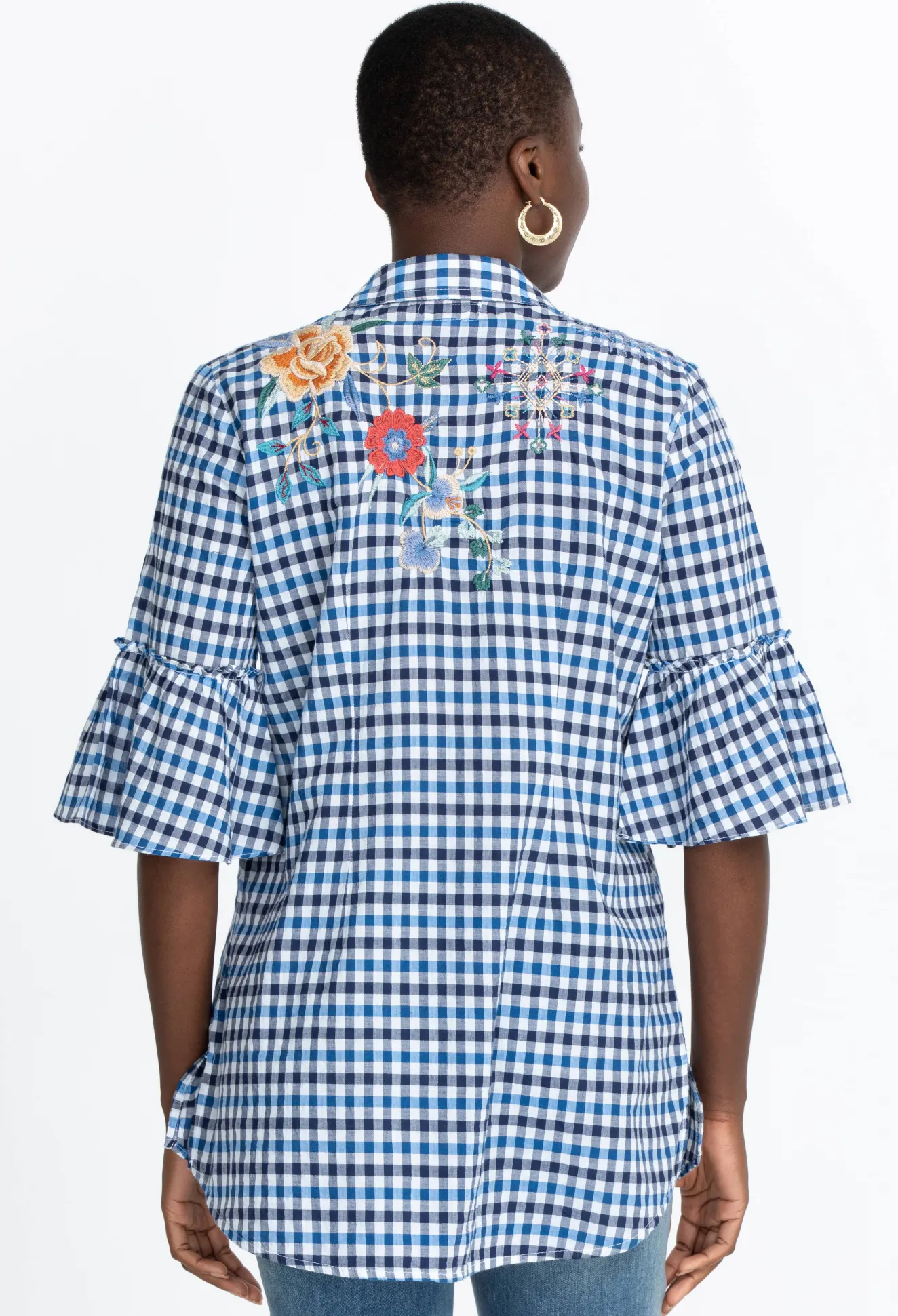 Women Johnny Was Taryn Ruffle Sleeve Tunic