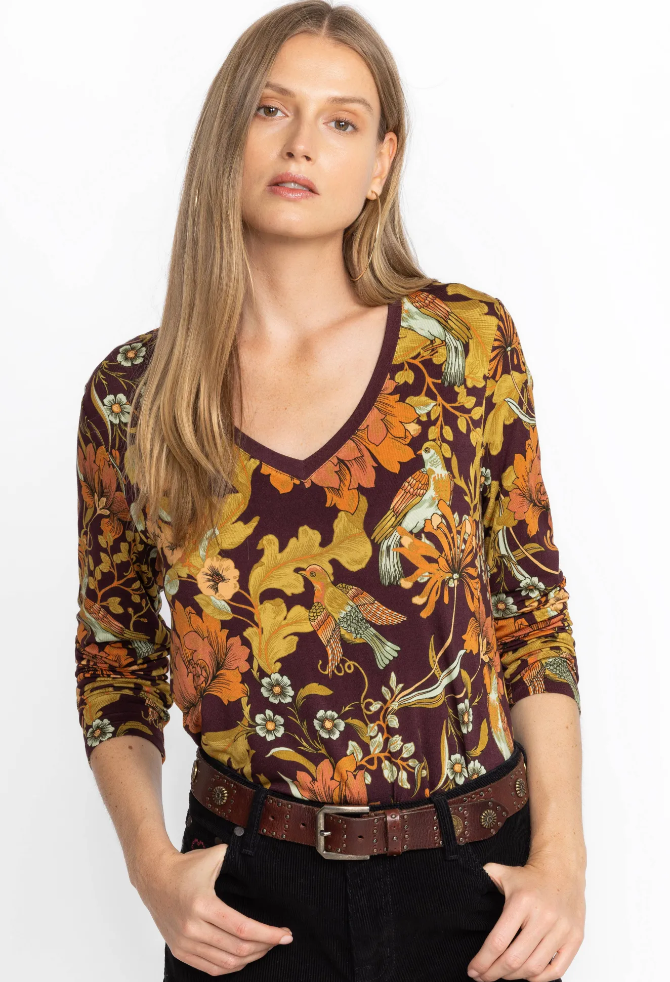 Women Johnny Was The Janie Favorite Long Sleeve V-Neck Tee