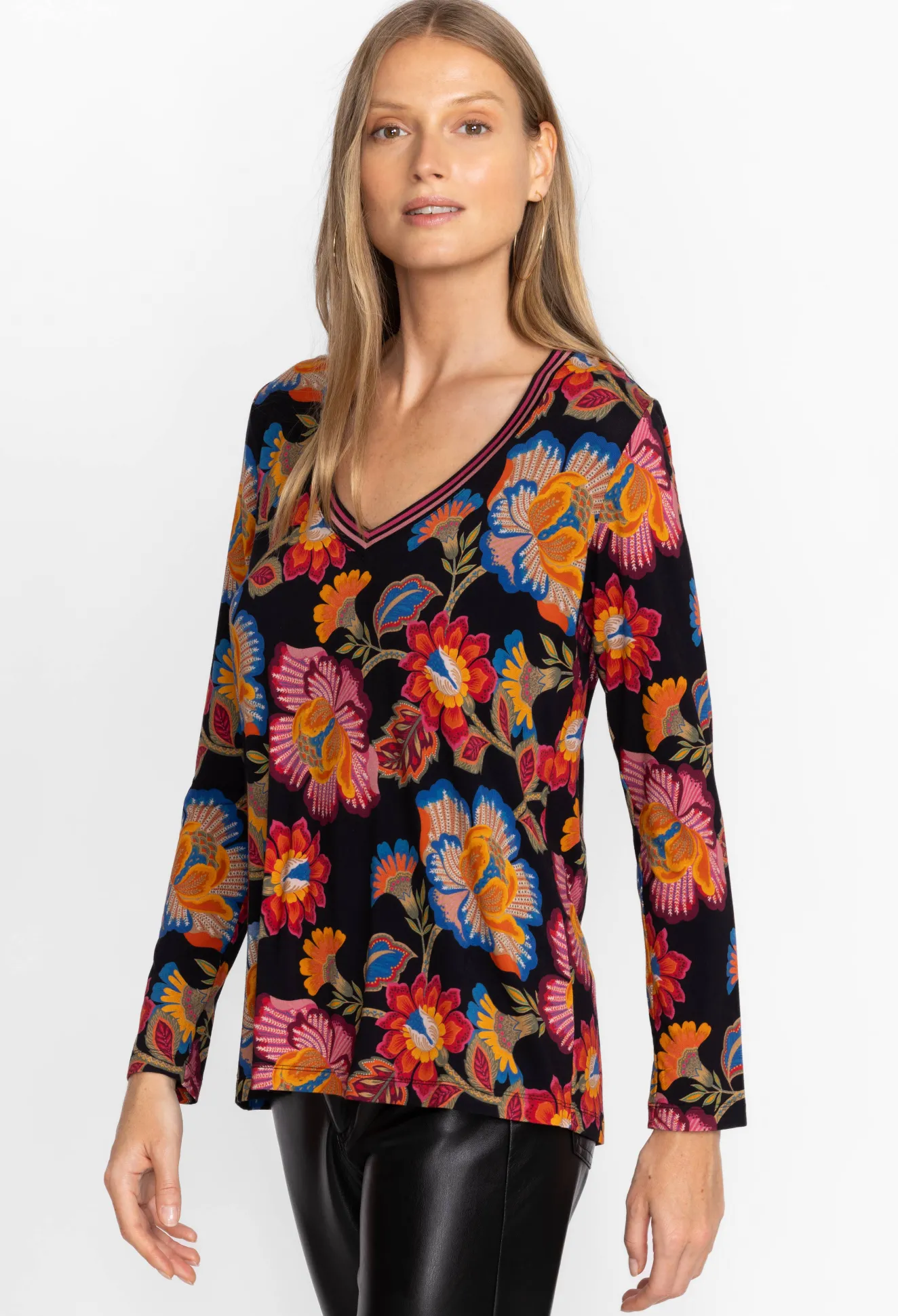 Women Johnny Was The Janie Favorite Long Sleeve V-Neck Tee