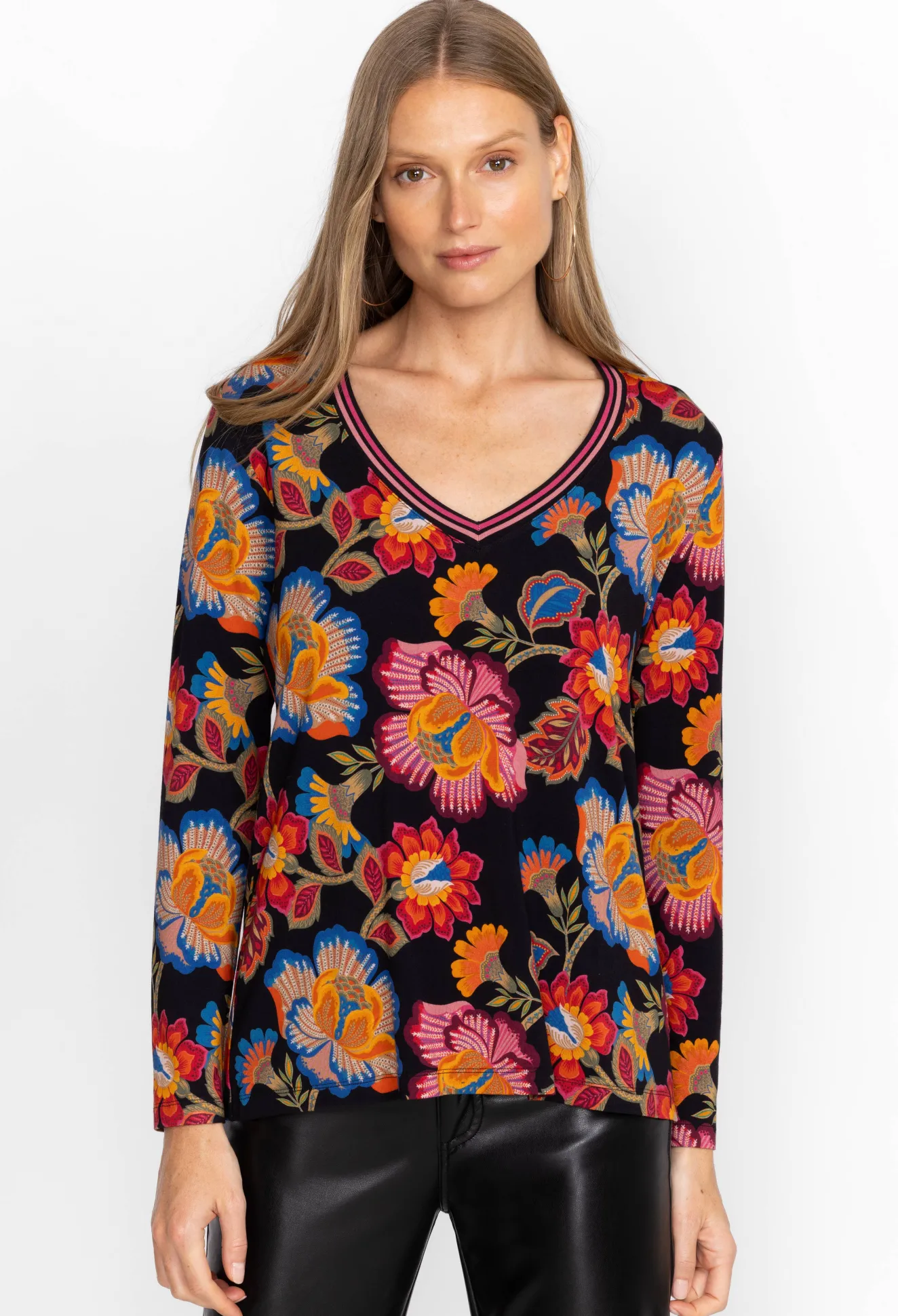 Women Johnny Was The Janie Favorite Long Sleeve V-Neck Tee