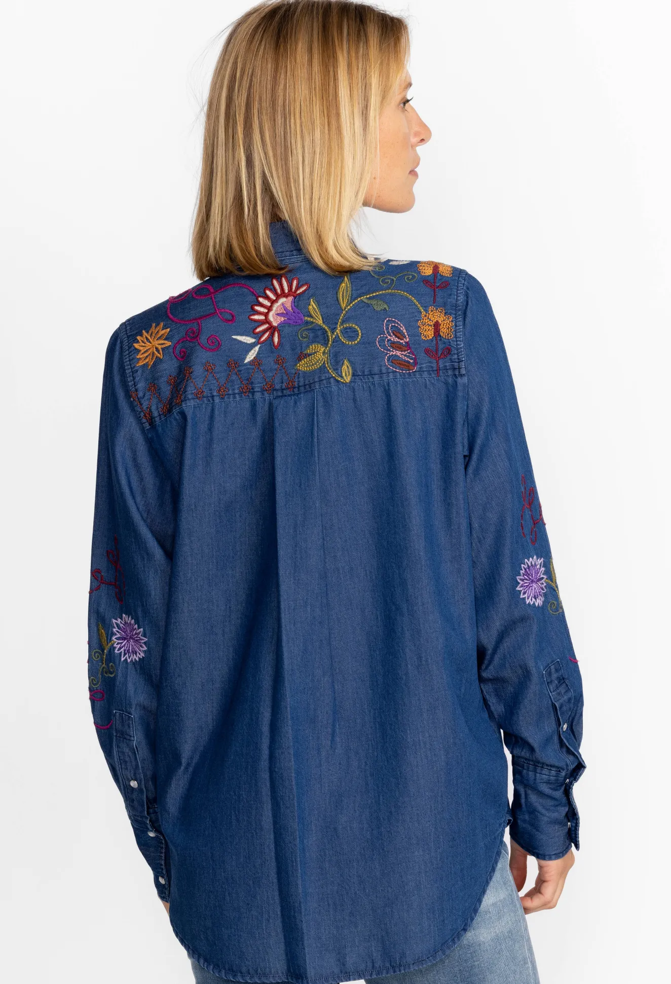 Women Johnny Was Toni Relaxed Denim Pocket Shirt