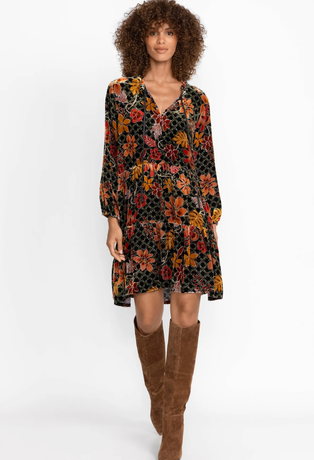 Women Johnny Was Velvet Field Tiered Dress