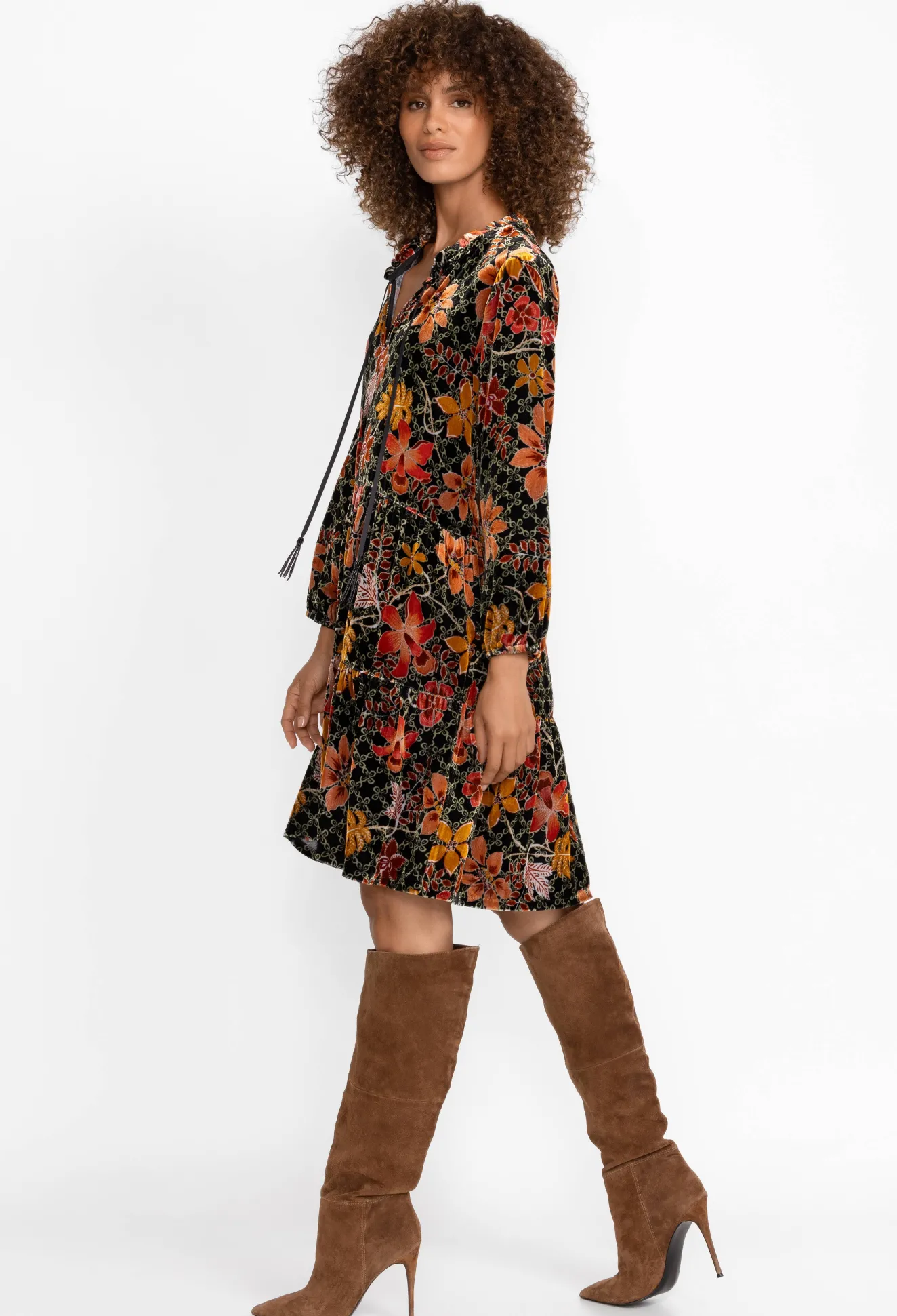 Women Johnny Was Velvet Field Tiered Dress