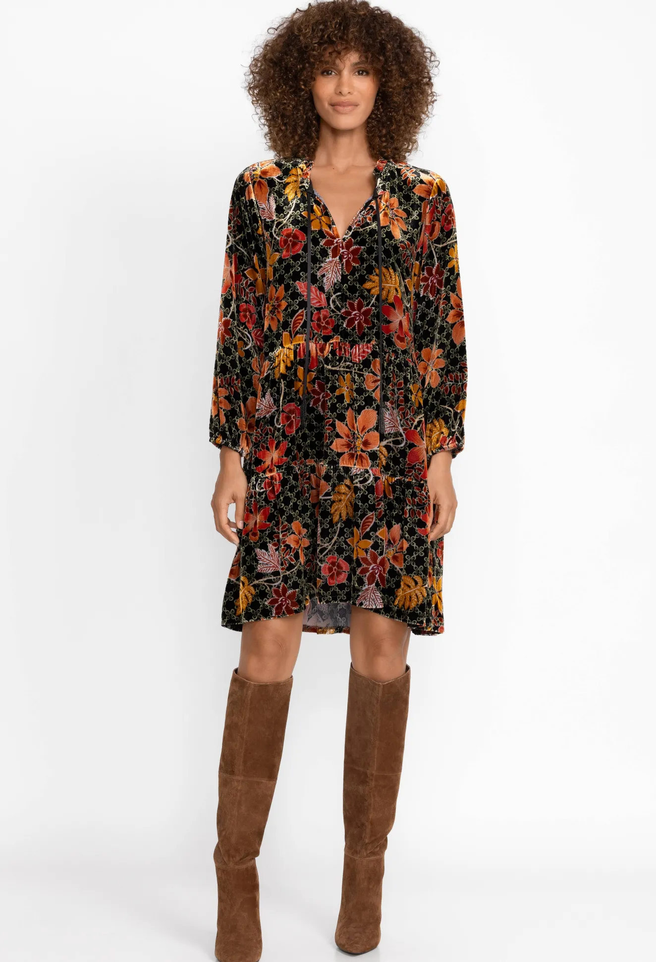 Women Johnny Was Velvet Field Tiered Dress