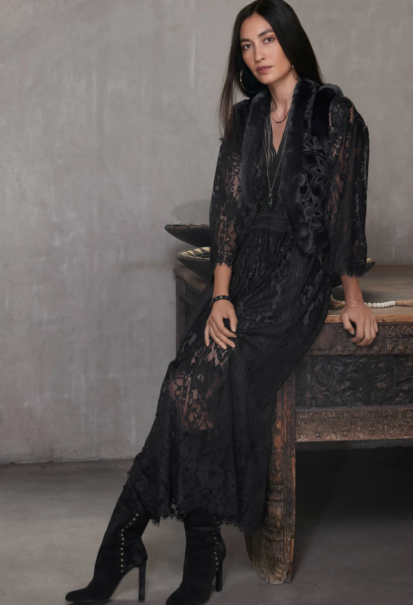 Women Johnny Was Veronne Lace Dress (Slip)